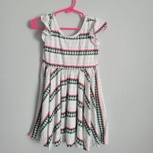 Dot Dot Smile Dress Girl's 2T Toddler Green & Red Geo Floral Empire Waist NWT